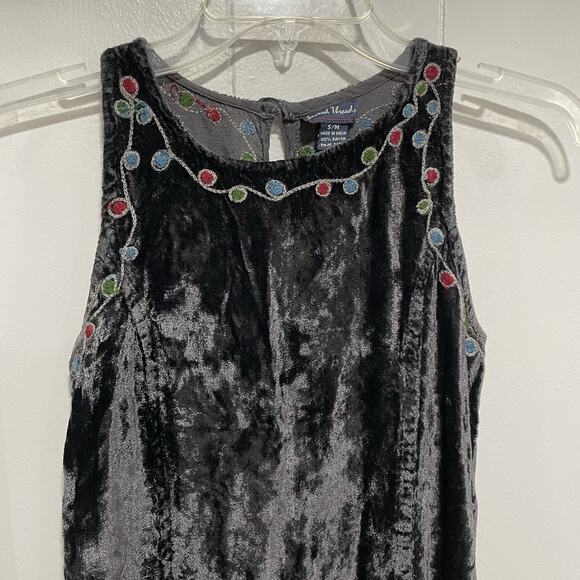 Sacred Threads Whimsigoth Velvet Mini Dress Size Small Embroidered Sleeveless - Picture 6 of 6